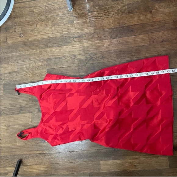Vintage 1990s Cynthia rowley red houndstooth print satin mini dress size 4 - Picture 9 of 9